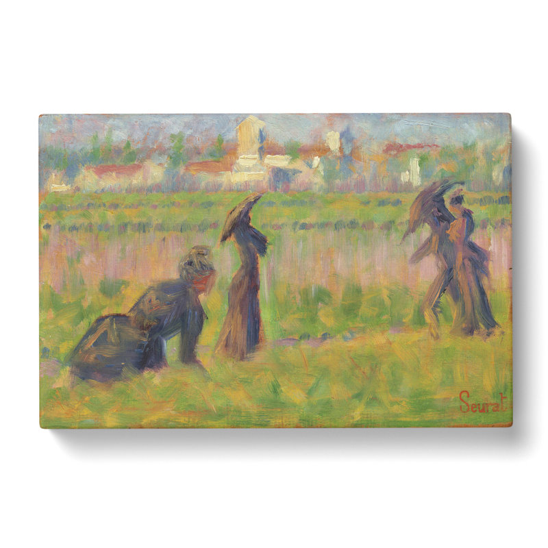 Figures In A Landscape by Georges Seurat - Wrapped Canvas Painting, 40cm H x 60cm W x 3cm D