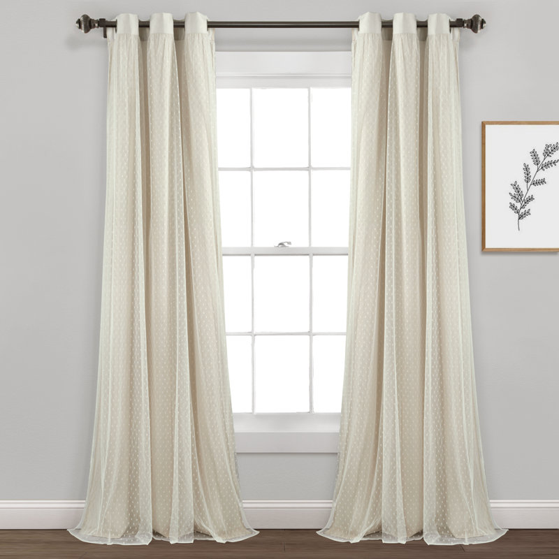 Polka Dot Sheer Sheer Curtain Pair, Neutral