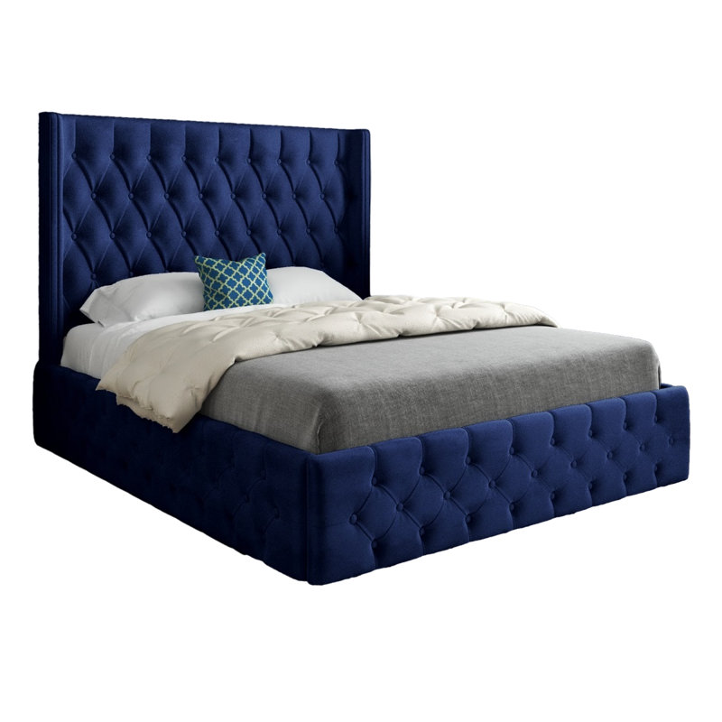 Aldric Upholstered Bed, Small Single (2'6), Blue