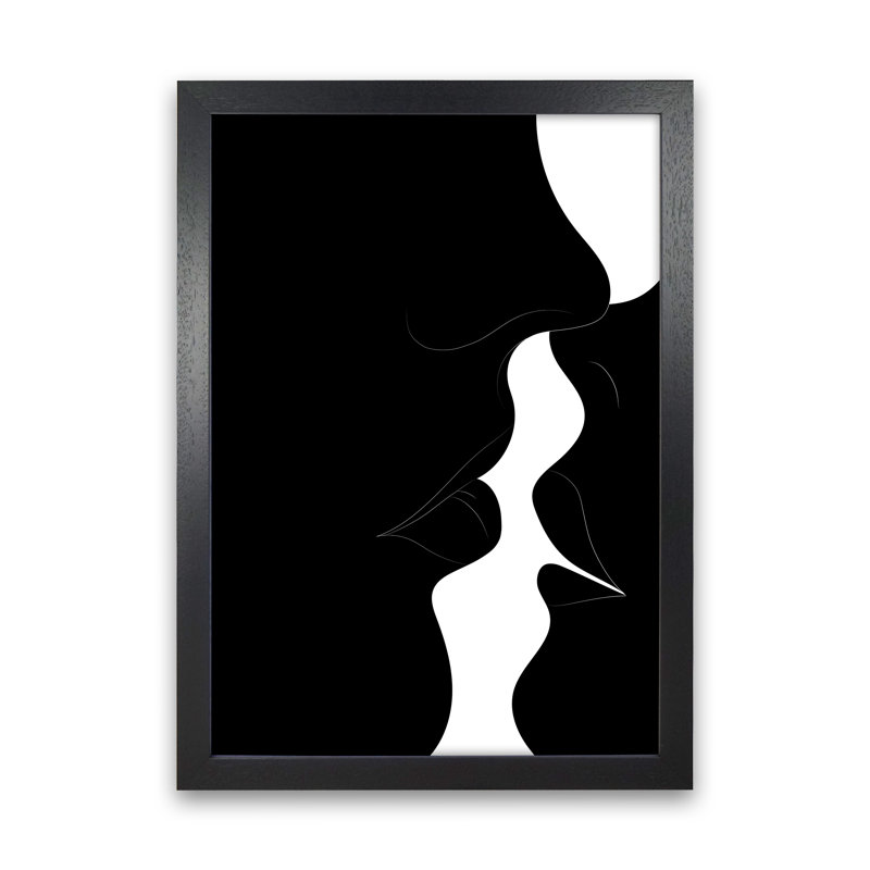 Just A Little Kiss Black - Print, 29.7cm H x 21cm W x 3cm D, Black Framed