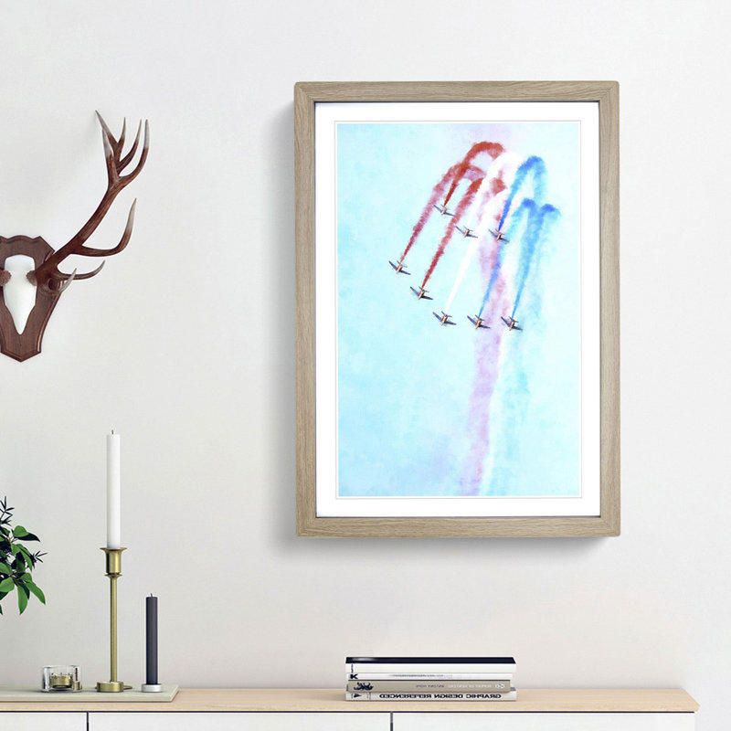 Planes in Formation - Picture Frame Graphic Art Print, Oak Framed, 33cm H x 24cm W x 2cm D