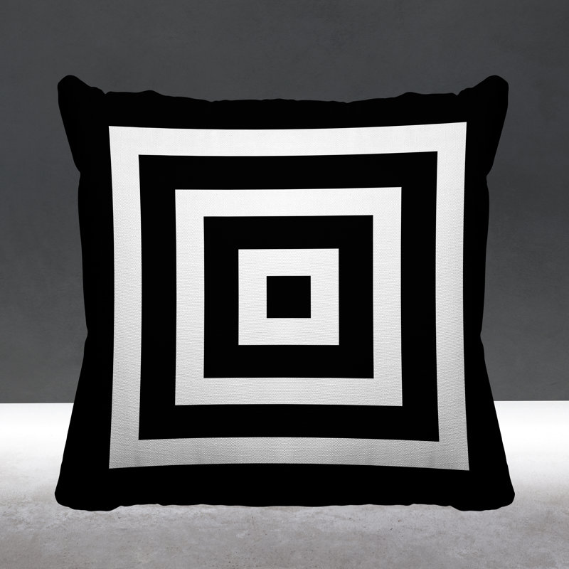 Coussin décoratif intérieur / extérieur Luella, L 17 po x H 17 po, Noir