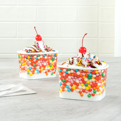 Coppetta 12 Ounce Dessert Cups, 200 Greaseproof Ice Cream Cups - Lids Sold Separately, For Hot And Cold Foods, White Paper Yogurt Bowls, Round Sprinkle Design, Disposable, Sturdy - Restaurantware