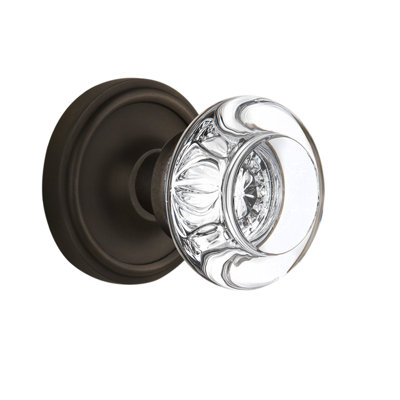 Rosette classique avec poignée de porte ronde en cristal transparent
