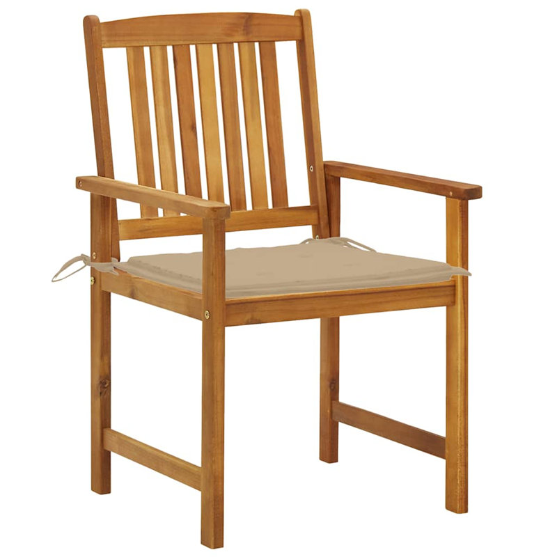 vidaXL Patio Chairs with Cushions 2 pcs Solid Acacia Wood, Beige, Natural