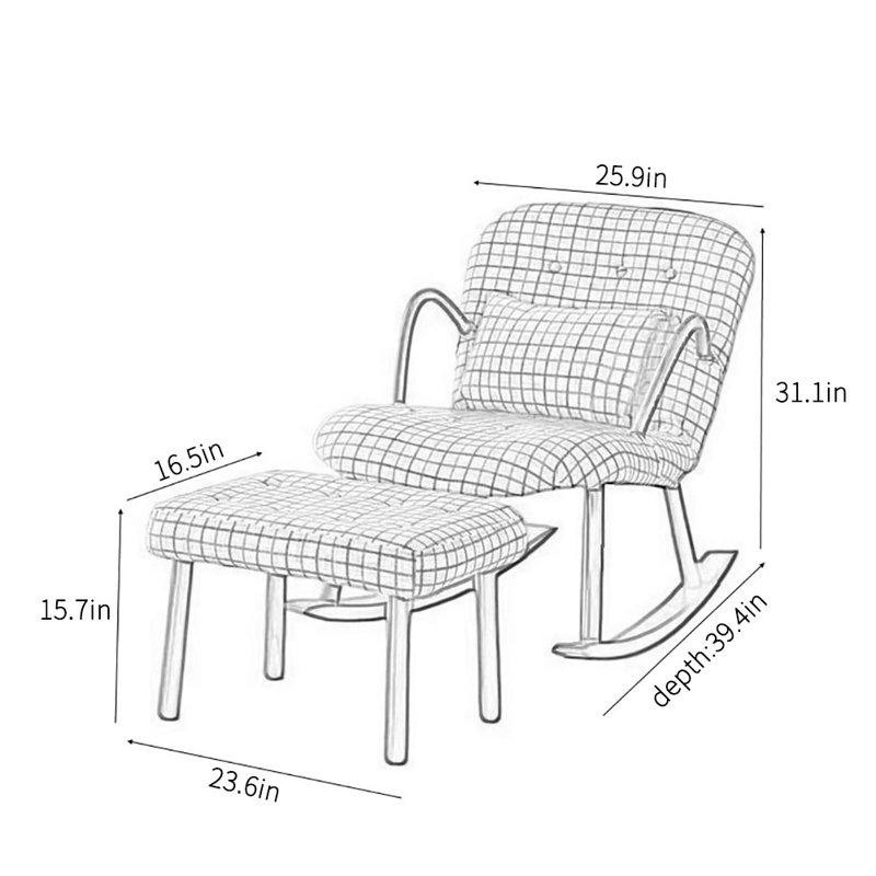 Chaise berçante en bois massif American Retro