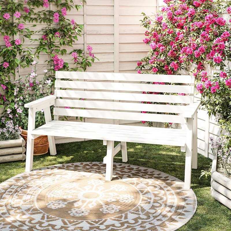 Banc d'extérieur en bois massif Modern Modern, Blanc