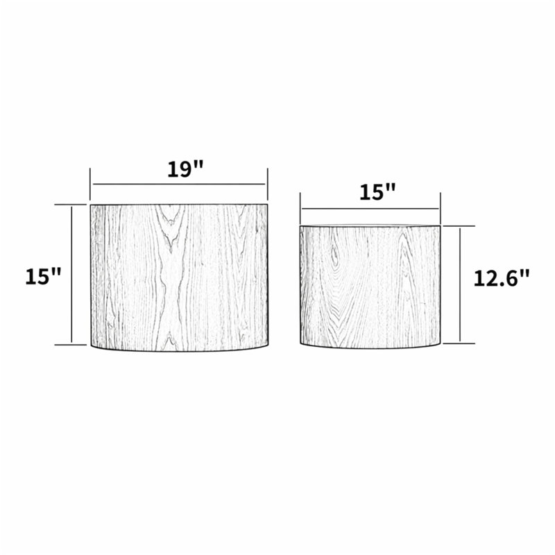 Ensemble de 2 tables basses gigognes, tables basses rondes modernes, tables d'appoint circulaires en bois pour petits espaces salon chambre balcon bureau table d'appoint tambour