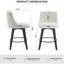 Chaises de comptoir pivotantes, tissu en lin moderne avec dossier capitonné, tabourets de bar élégants, ensemble de 2 pour bar, îlot de cuisine, salle à manger, blanc
