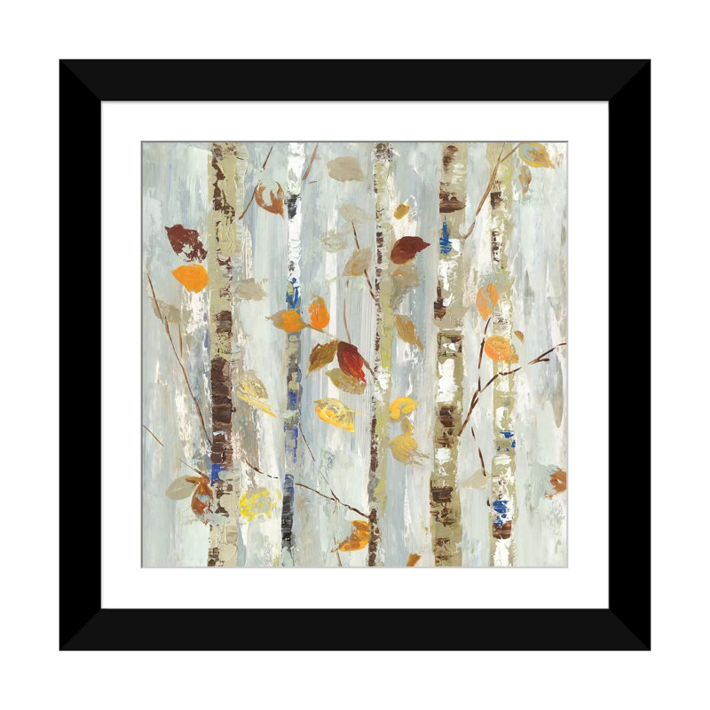 «Autumn Petals», impression sur toile tendue, H 16 po x l 16 po x P 1 po, Papier avec cadre noir, Blanc