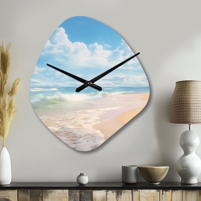 Beach Photo Ocean Escape IV - Horloge murale en forme de plage, Grand