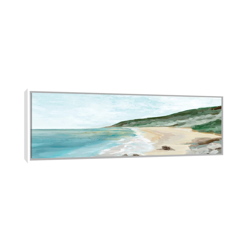 Plage exotique - reproduction d'art murale - toile encadrée, 24 po x 72 po, Toile avec cadre, Blanc
