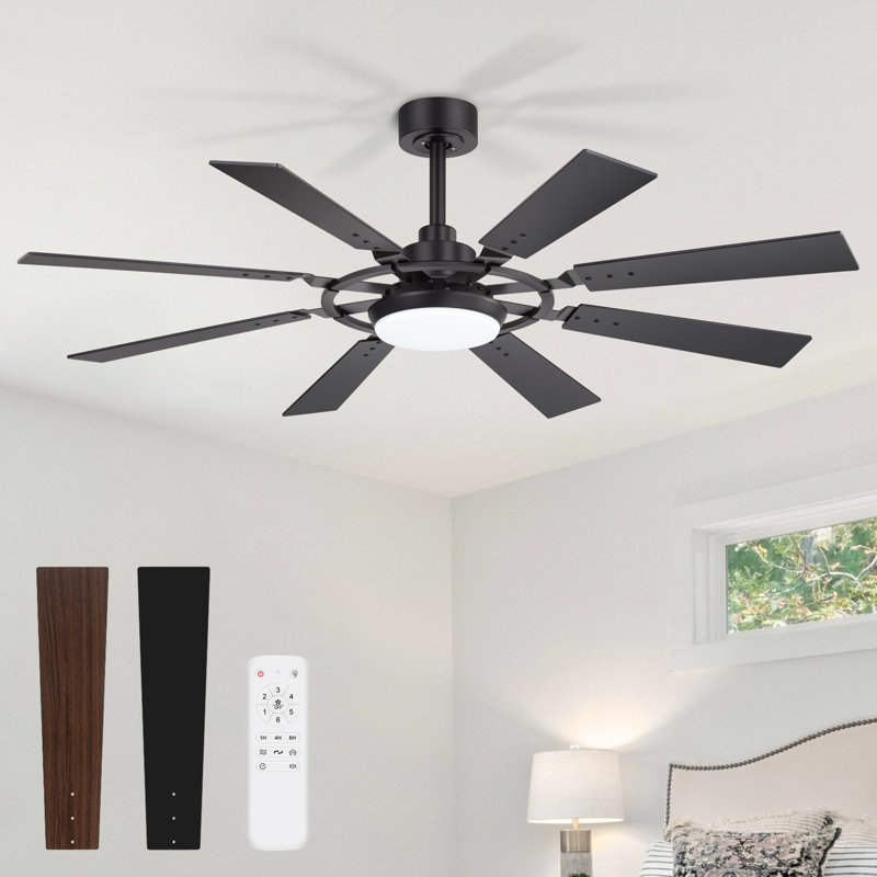 52 Inch Modern Ceiling Fan with Light and Remote Control, 52" Wide