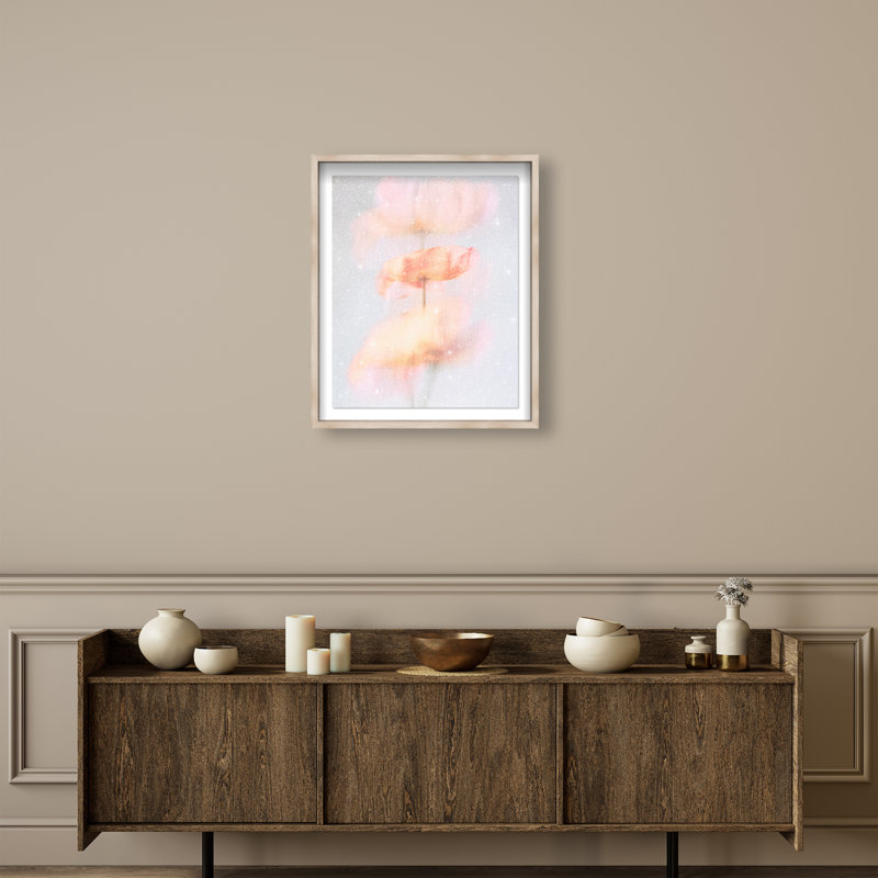 Glitchy Bloom Shadowbox Abstract Print by Oliver Gal, Black Frame, 16 x 20, 25.5"H x 31.5"W, Natural Oak Shadowbox