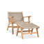 Chaise longue de patio en bois massif avec repose-pieds-133440942