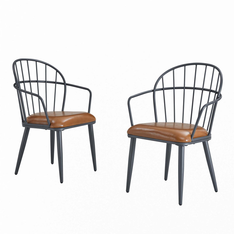 Chaise d'intérieur rembourrée avec pieds en métal (ensemble de 2)