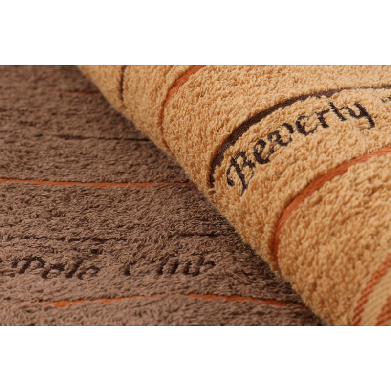 Ensemble de 2 serviettes de bain 100% coton, Caramel / Brun