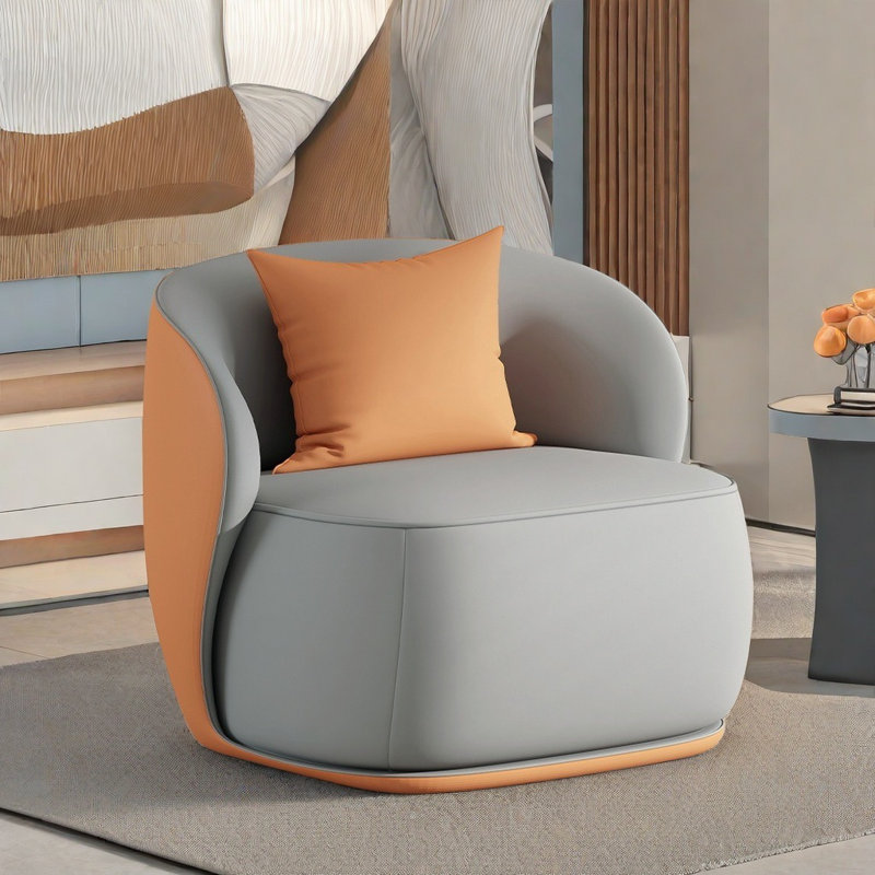 Canapé lumineux de style luxueux, Similicuir gris / orange