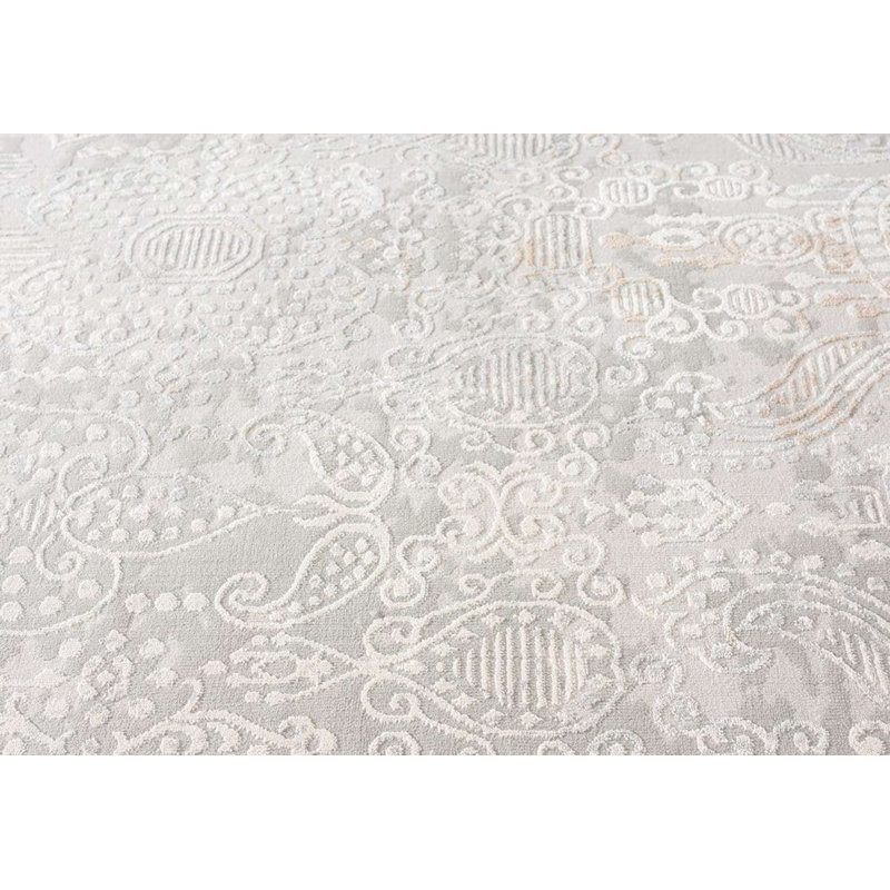 Tapis crème en polyester tissé à la machine Britnai, Tapis de couloir 2 pi 7 po x 10 pi