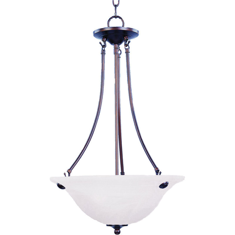 Luminaire suspendu bol simple à 3 lumières olli, Marbre / bronze huilé