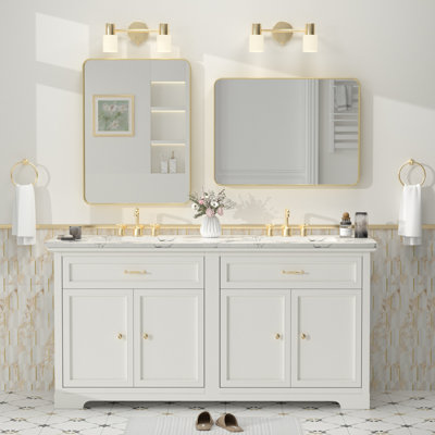 Miroir de salle de bain mural en verre trempé et métal Molly