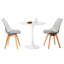 Ensemble de salle à manger moderne 3 pièces, table tulipe ronde blanche 23,6 po avec 2 chaises en acrylique gris clair-250574050-250574040