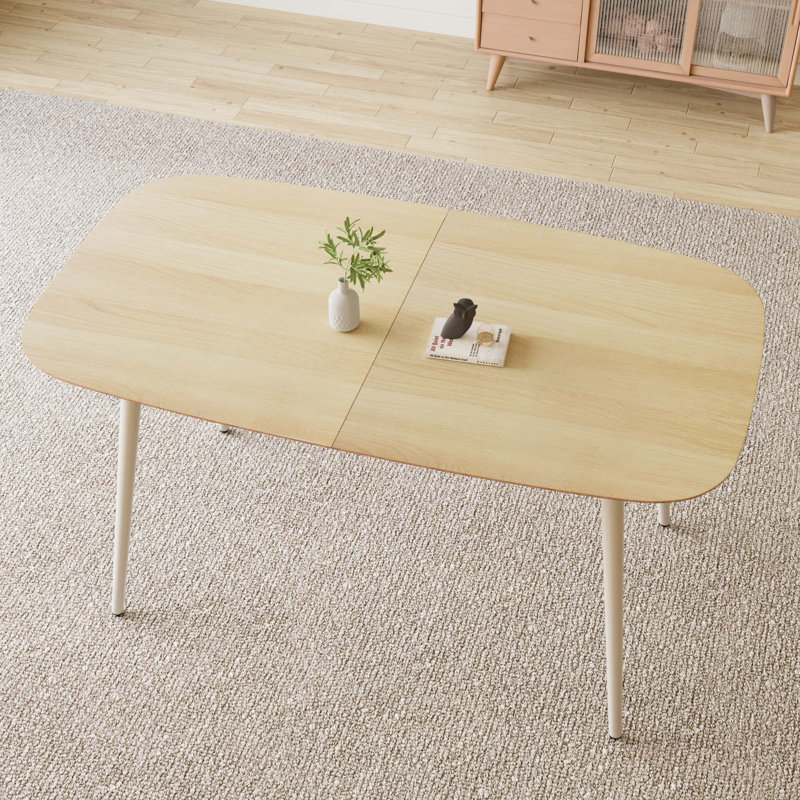 Rectangular Table, Modern Dining Kitchen Table, Cream/Cream, 29.9" H x 55.1" L x 31.5" W