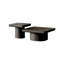 (Ensemble de 2) Ensemble de tables basses gigognes modernes en bois avec piédestal cylindrique et cannelé-57658886