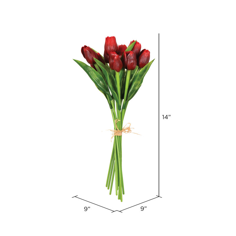 Ensemble de 14 tulipes artificielles, Rouge