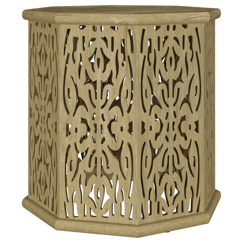 Watsonville Natural Brown Octagonal Solid Mango Wood Side Table