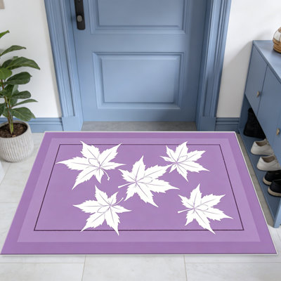 Tapis lilas en feuille d'érable blanc pour le salon, doux et confortable, convient à toutes les saisons, facile à entretenir, tapis de sol intérieur lavable à la machine, sous la table de ferme convenant à la chambre à coucher, à la salle à manger, au bureau, au balcon, au patio de décoration intérieure