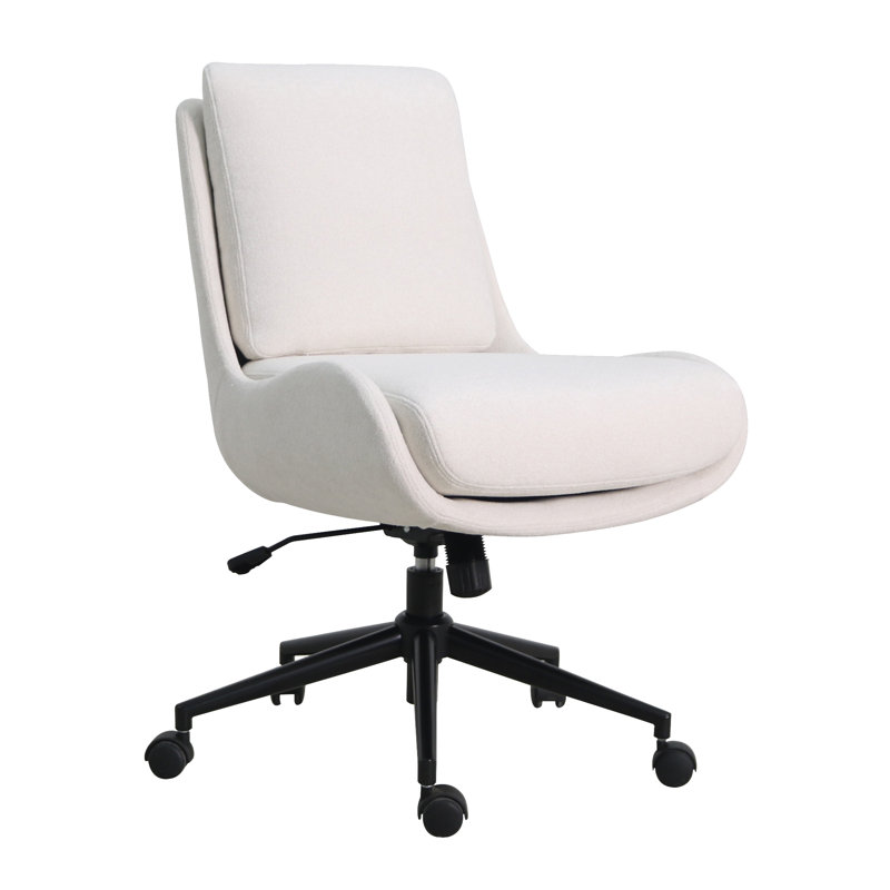 Chaise de travail en velours Ashfan, Crème Boucle, Noir