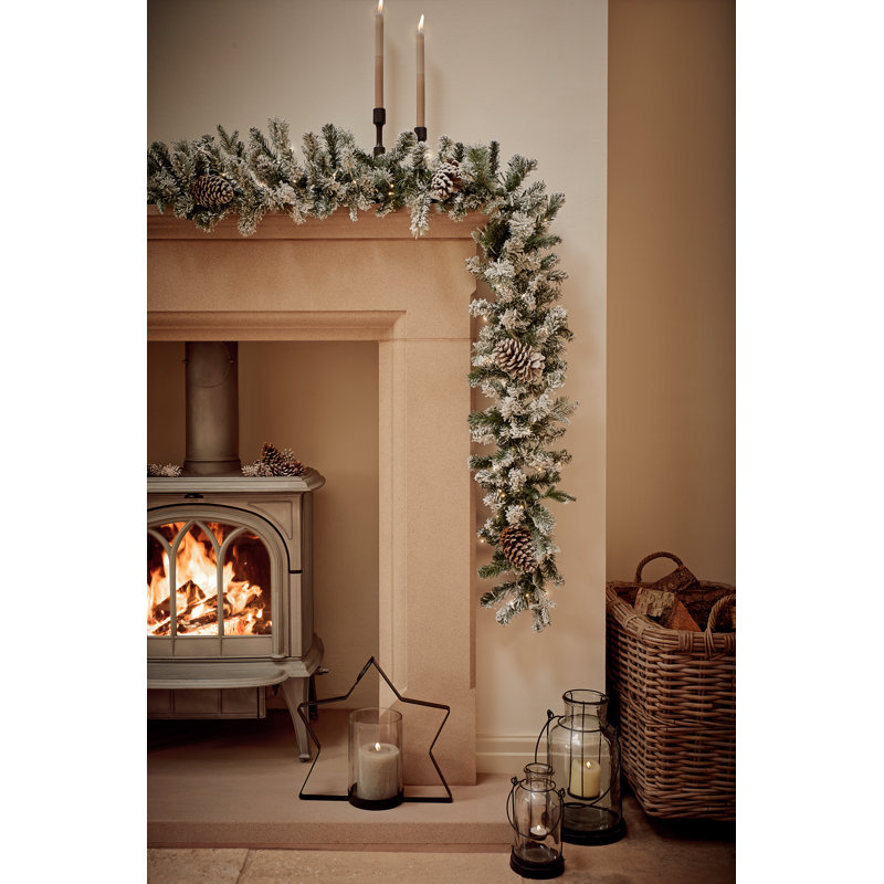 SNOWY WINTERFOLD 183 cm in. Lighted Fresh Faux Artificial Mixed Assortment Garland
