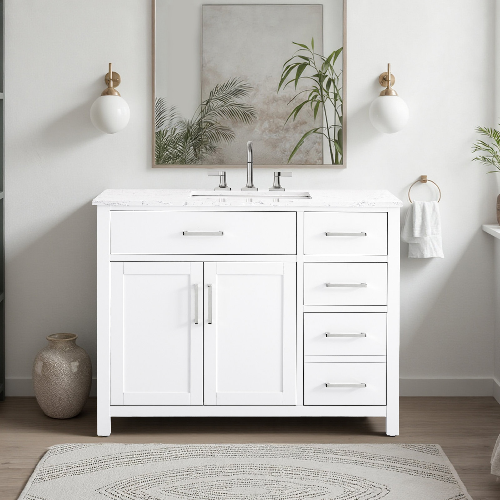Shamar 42" Single Bathroom Vanity, White