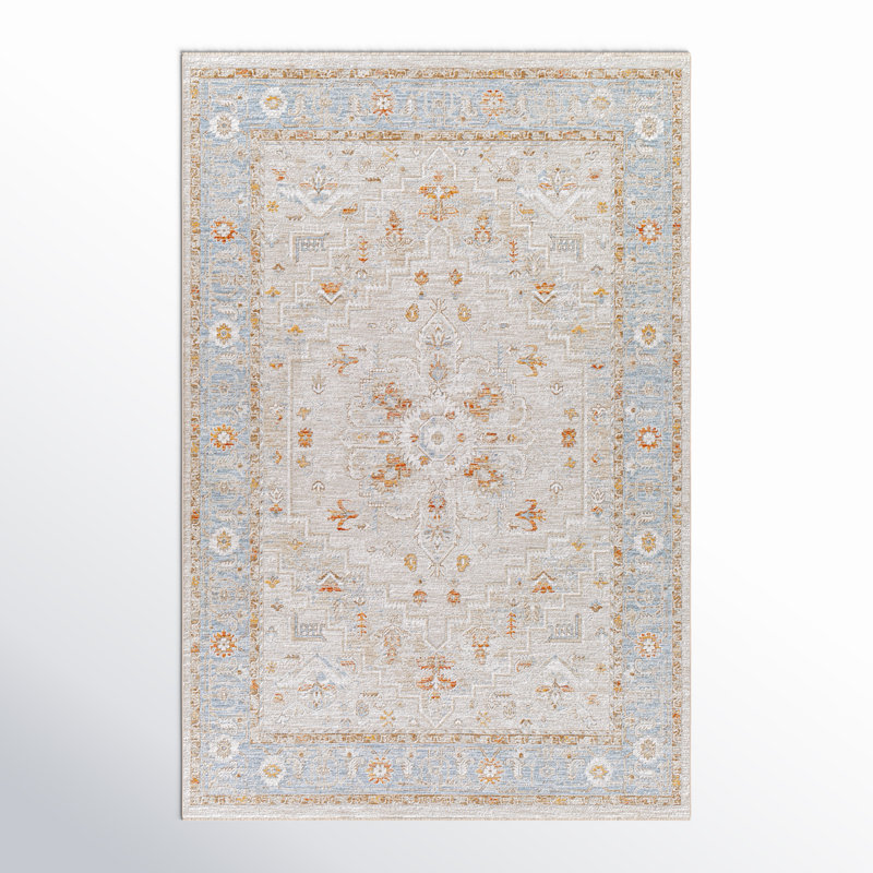 Tapis oriental beige / bleu / ivoire Finnlagh, Rectangle 2 pi x 3 pi