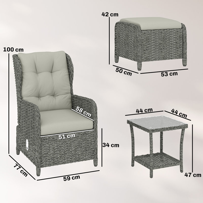 Outdoor Lounge Chair, Cream Cushion/Dark Grey Frame