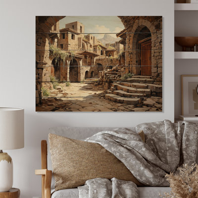 Italie, Pompéi, ruines sur bois