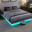 Floating Bed Frame with LED Lights, Metal Bed Frame, No Springs, Easy to Assemble-1125132813