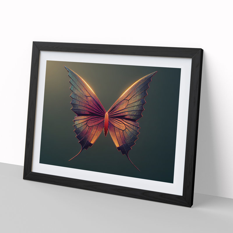 Astonishing Butterfly - Single Picture Frame Print, Black, 46cm H x 64cm W