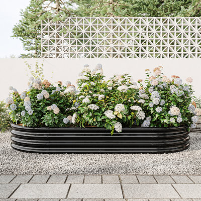 Lit de jardin surélevé en métal noir, 88,99 po x 44,39 po x 11,75 po, pour fleurs et légumes, fini, ensemble de montage facile ovale noir, 89,93 po x 44,39 po x 11,75 po, plante robuste, facilite le drainage du sol