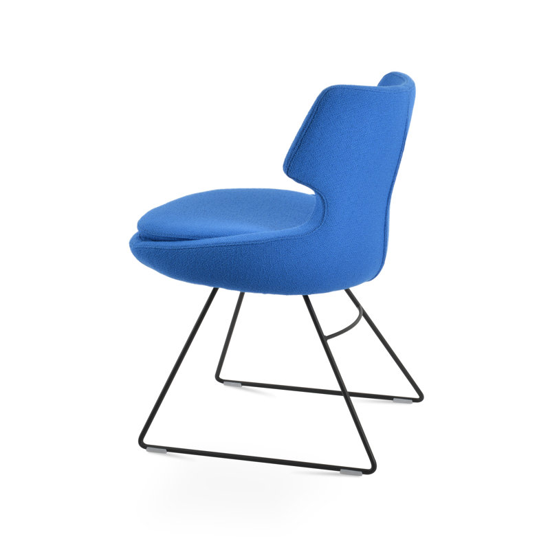 18'' H Upholstered Metal Side Chair, Black, Orange