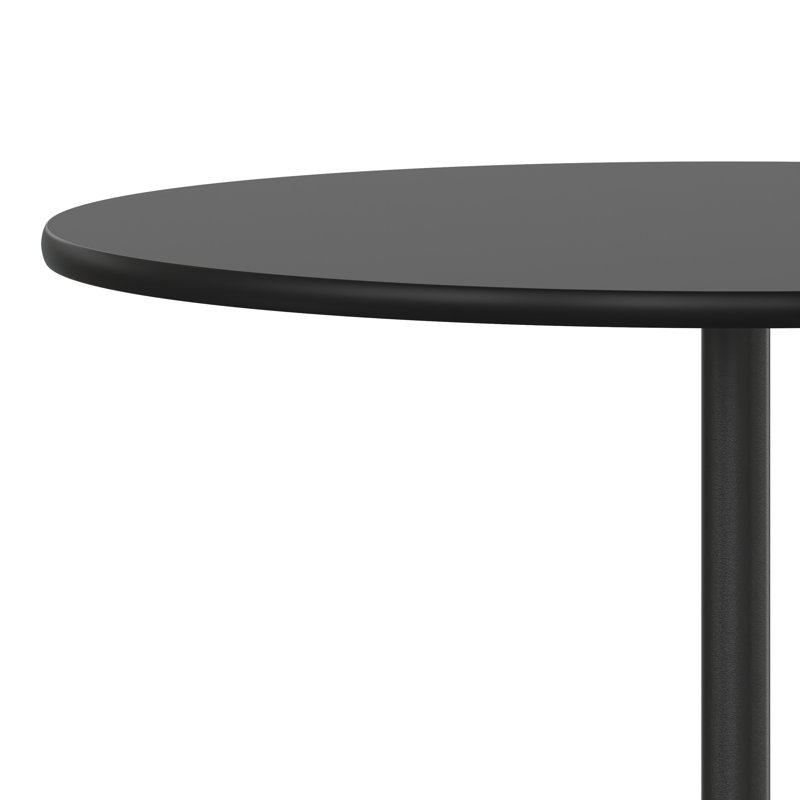 Marrel Round Wood Cocktail Table with Columns, 42" H x 30" L x 30" W, Black, Black
