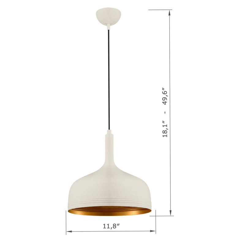 Metal Body Single Dome Pendant, White