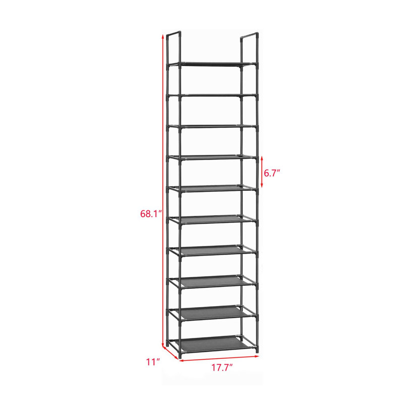 Dellan 20 Pair Stackable Shoe Rack, Black