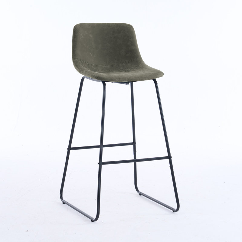 Modern 24'' & 30'' Bar Stool with Metal Legs, Non-Swivel Upholstered Counter Stool for Kitchen & Home Bar", Green