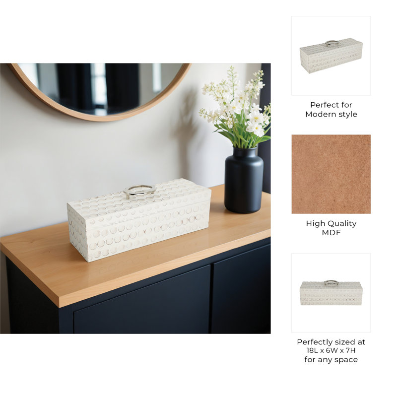 18" Griffon White Wood Box, White
