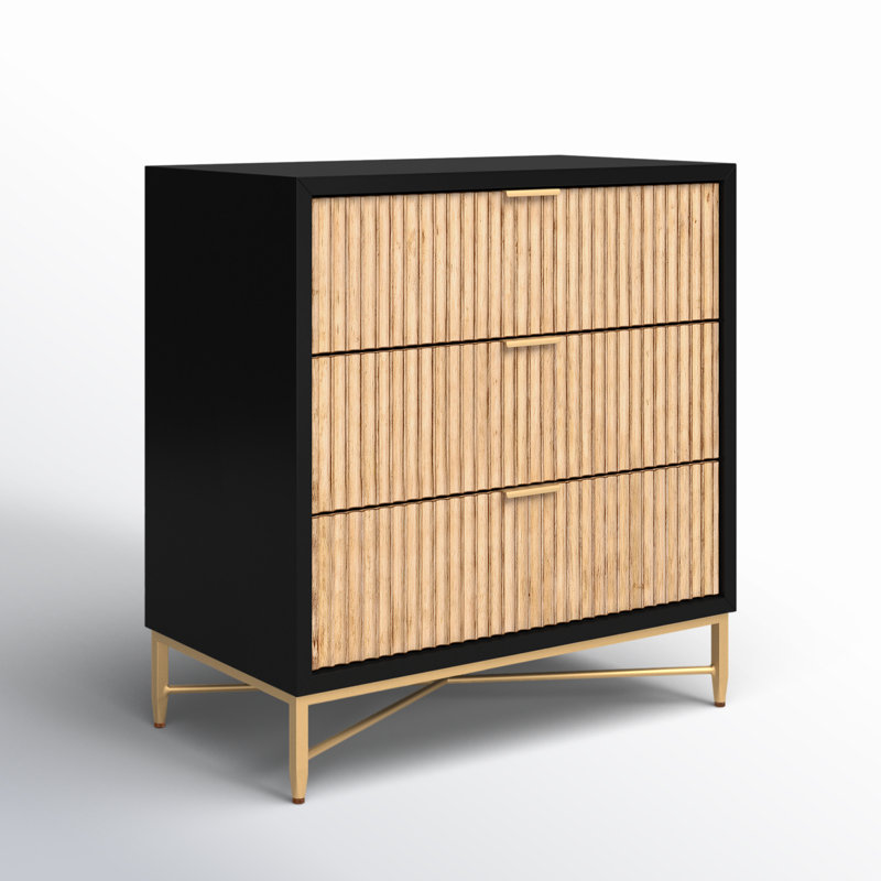 Commode 3 tiroirs Giddens, Noir, noir, noir, noir