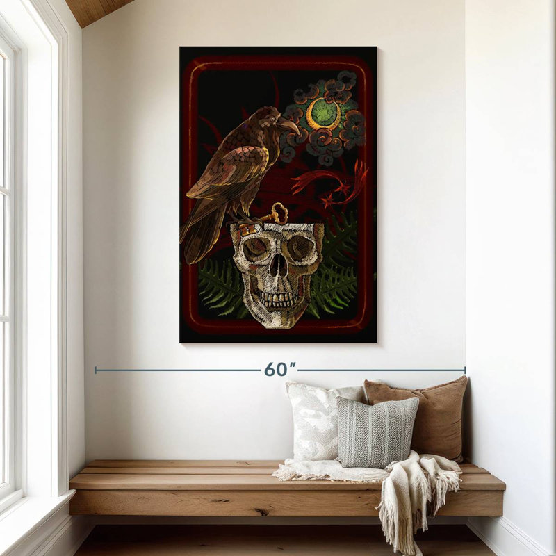 Hitzel Skull And Raven, 48" H x 32" W