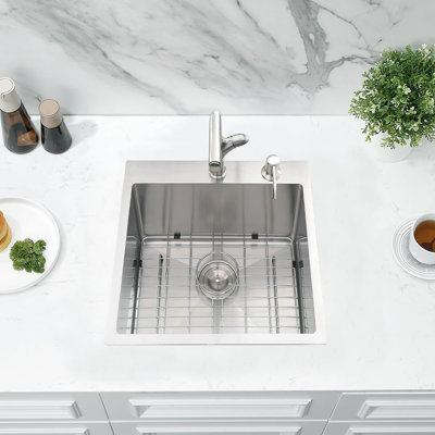 18 Inch Drop-In Kitchen Bar Sink, 16 Gauge Stainless Steel Single Bowl Deep Basin With Sound Dampening And Fast Drainage