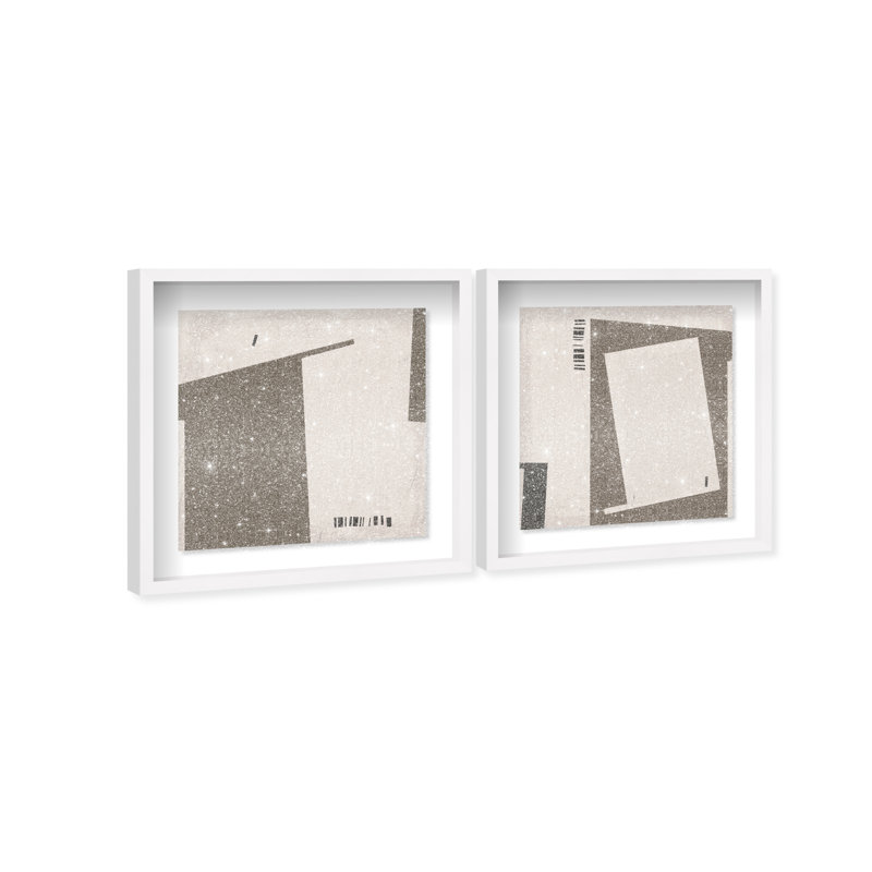 Structural Set Shadowbox Abstract Print by Oliver Gal, Black Frame, 12 x 12, 17.5"H x 17.5"W, White Shadowbox